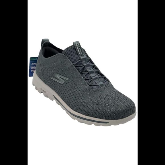 Skechers GOWalk Knit Slip-On Sneakers St. Tropez Charcoal - Wide - Picture 1 of 3